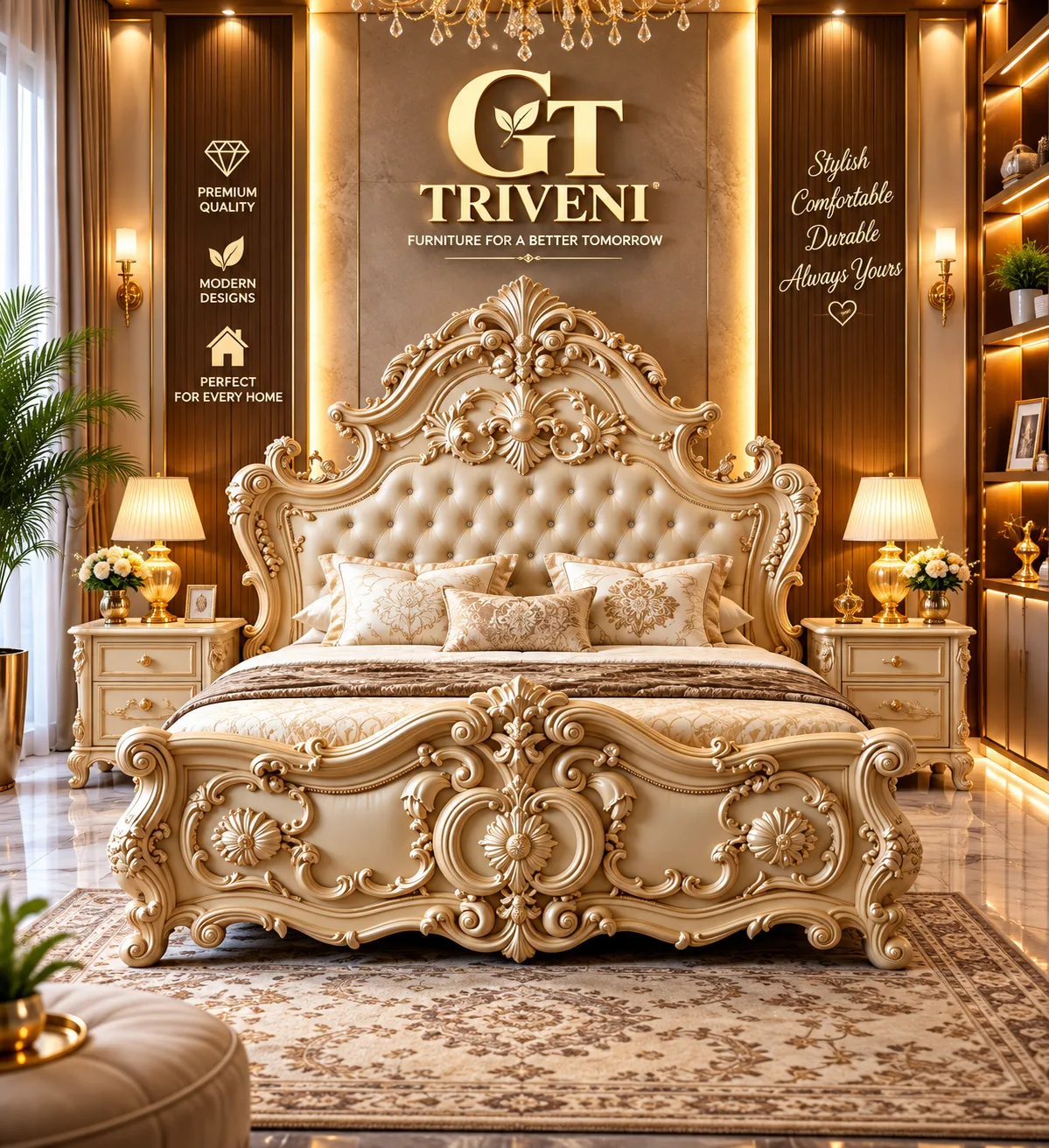 Luxury carved bed