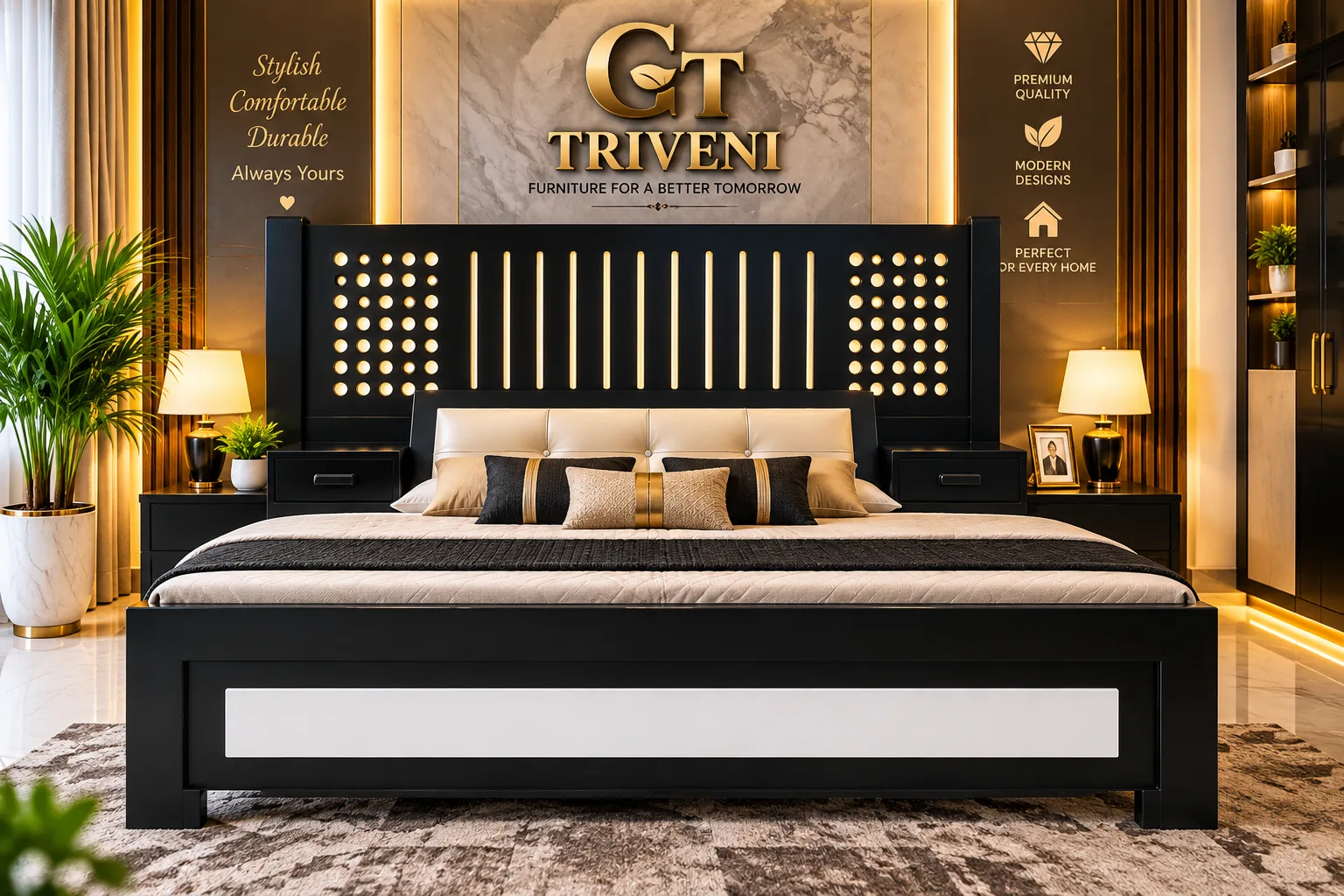 Modern Black Feature Bed