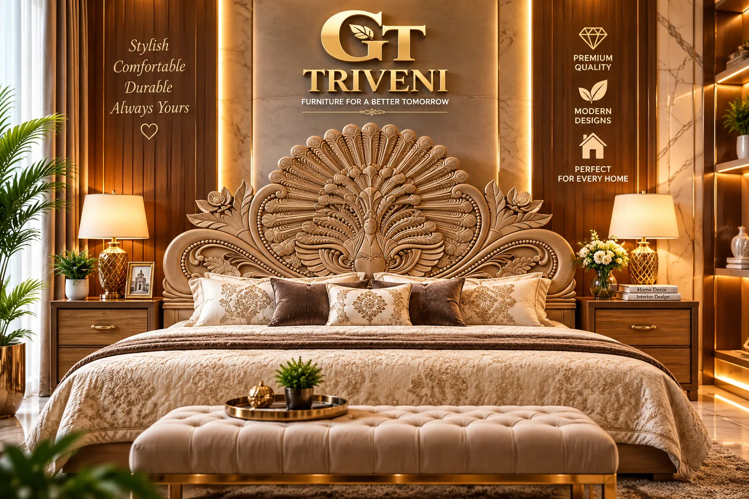 Classic Scroll Carved Bed