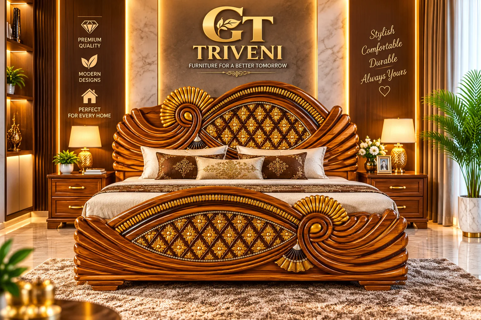Wooden designer bed